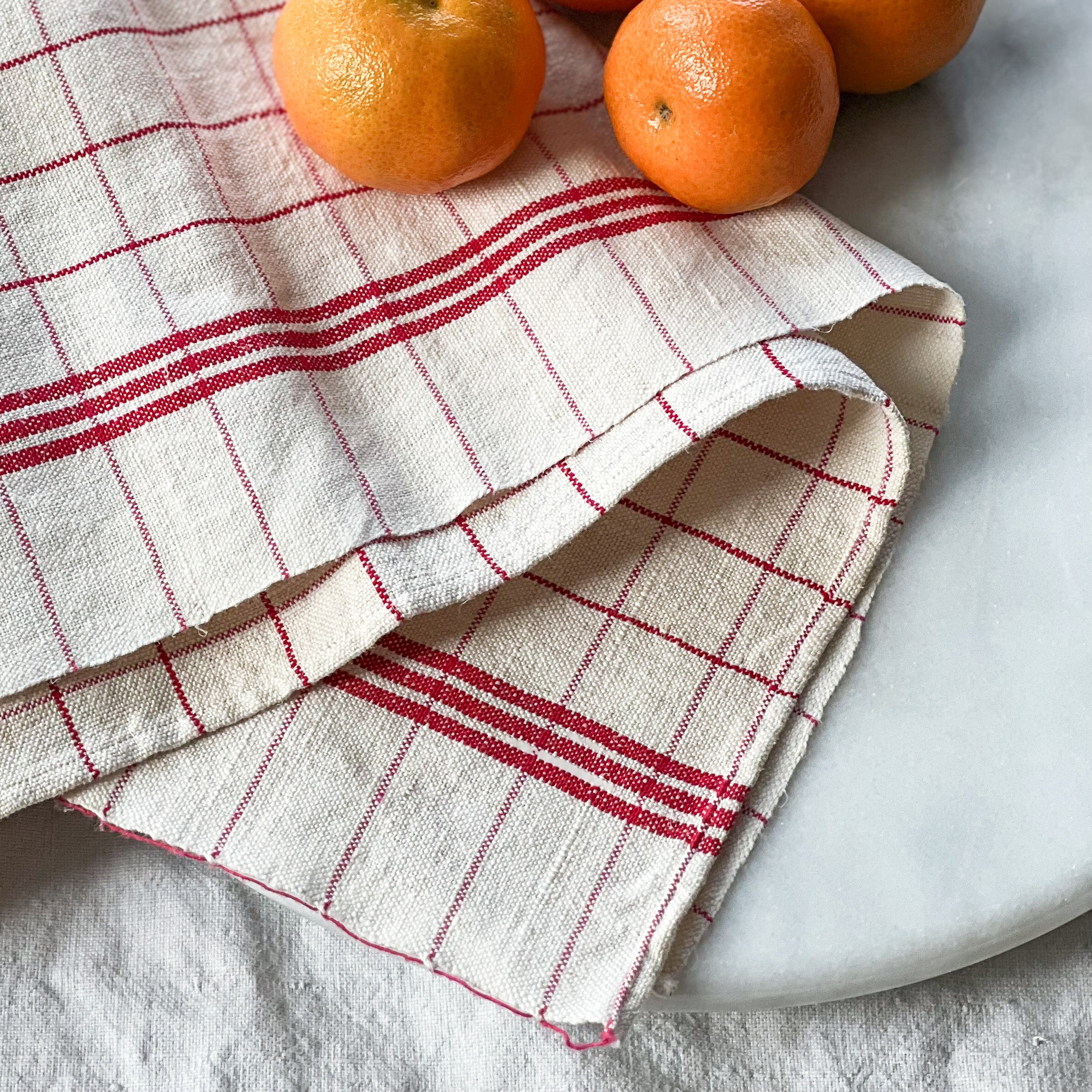 Vintage Red and White Tea Towels